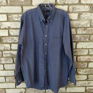 Chaps Blue Small Plaid Button Down